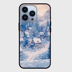Чехол для iPhone 13 Pro Заснеженный город, цвет: 3D-черный