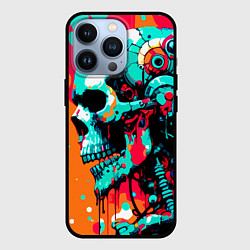 Чехол для iPhone 13 Pro Cyber skull sketch - ai art fantasy, цвет: 3D-черный