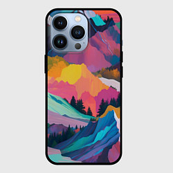 Чехол для iPhone 13 Pro Красочные горы, цвет: 3D-черный