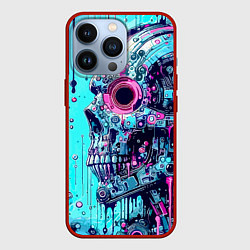 Чехол для iPhone 13 Pro Cyber skull - blots sketch, цвет: 3D-красный