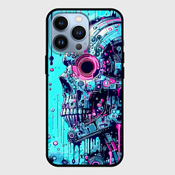 Чехол для iPhone 13 Pro Cyber skull - blots sketch, цвет: 3D-черный