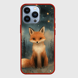 Чехол для iPhone 13 Pro Лисичка в звездном лесу, цвет: 3D-красный