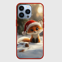 Чехол для iPhone 13 Pro Маленькая новогодняя лисичка, цвет: 3D-красный
