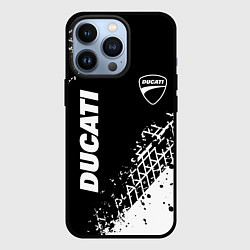 Чехол для iPhone 13 Pro Ducati - следы от шин, цвет: 3D-черный