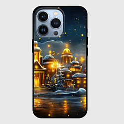 Чехол для iPhone 13 Pro Ночной новогодний город в огнях, цвет: 3D-черный