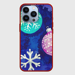 Чехол для iPhone 13 Pro Новогодний узор, цвет: 3D-красный