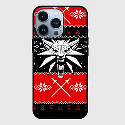 Чехол для iPhone 13 Pro Ведьмак новогодний ugly свитер, цвет: 3D-черный