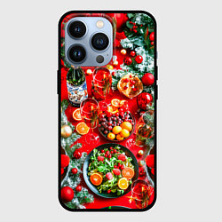 Чехол для iPhone 13 Pro Новогодний праздничный стол, цвет: 3D-черный