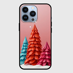 Чехол для iPhone 13 Pro Новогодние ели, цвет: 3D-черный