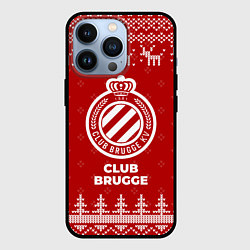Чехол для iPhone 13 Pro Новогодний Club Brugge с оленями, цвет: 3D-черный