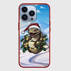 Чехол для iPhone 13 Pro Агрессивная новогодняя змея, цвет: 3D-красный