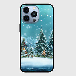 Чехол для iPhone 13 Pro Новогодний снегопад, цвет: 3D-черный