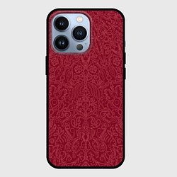 Чехол для iPhone 13 Pro Тёмный красно-розовый узор мандала, цвет: 3D-черный