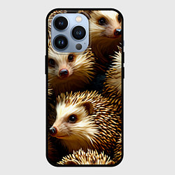 Чехол для iPhone 13 Pro Ежи, цвет: 3D-черный