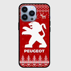 Чехол для iPhone 13 Pro Новогодний Peugeot с оленями, цвет: 3D-черный