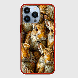 Чехол для iPhone 13 Pro Зайцы, цвет: 3D-красный