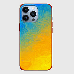 Чехол для iPhone 13 Pro Желто голубой градиент, цвет: 3D-красный