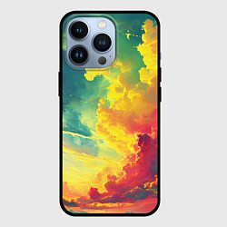 Чехол для iPhone 13 Pro Алые облака на синем небе, цвет: 3D-черный