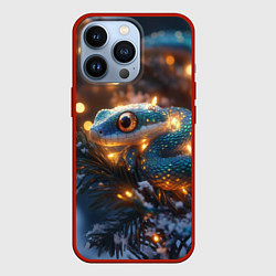 Чехол для iPhone 13 Pro Змея и золотые огоньки, цвет: 3D-красный