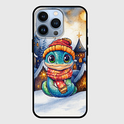 Чехол для iPhone 13 Pro Змейка новогодняя в шапке и шарфе, цвет: 3D-черный