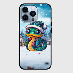 Чехол для iPhone 13 Pro Новогодняя милая змейка, цвет: 3D-черный