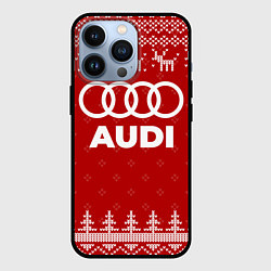 Чехол для iPhone 13 Pro Новогодний Audi с оленями, цвет: 3D-черный