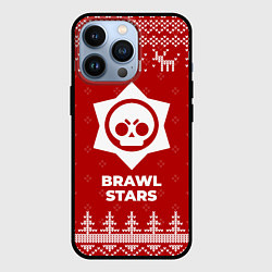 Чехол для iPhone 13 Pro Новогодний Brawl Stars с оленями, цвет: 3D-черный