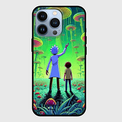 Чехол для iPhone 13 Pro Рик и Морти в лесу гигантских грибов - неоновое св, цвет: 3D-черный
