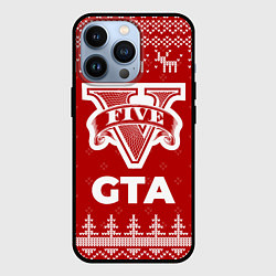 Чехол для iPhone 13 Pro Новогодний GTA с оленями, цвет: 3D-черный