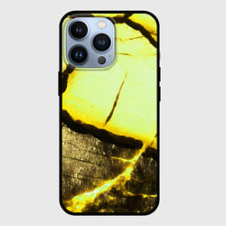 Чехол для iPhone 13 Pro Трещины на абстрактном жёлтом фоне, цвет: 3D-черный