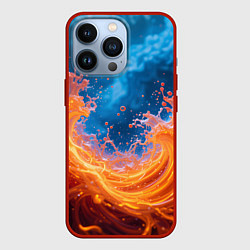 Чехол для iPhone 13 Pro Яркое пламя в воде, цвет: 3D-красный