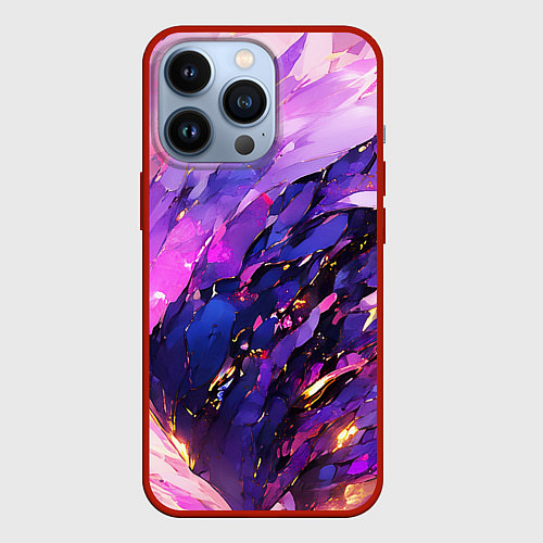 Чехол iPhone 13 Pro Фиолетово-розовая абстракция / 3D-Красный – фото 1