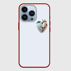 Чехол для iPhone 13 Pro Сердце и ветка цветущая сакура с цветами, цвет: 3D-красный
