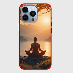 Чехол для iPhone 13 Pro Медитация на закате, цвет: 3D-красный