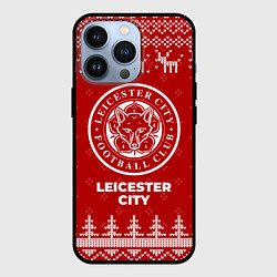 Чехол для iPhone 13 Pro Новогодний Leicester City с оленями, цвет: 3D-черный