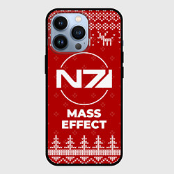 Чехол для iPhone 13 Pro Новогодний Mass Effect с оленями, цвет: 3D-черный