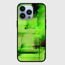 Чехол для iPhone 13 Pro Чёрные пятна на зелёном фоне абстракция, цвет: 3D-черный