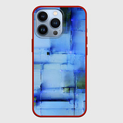 Чехол для iPhone 13 Pro Чёрные пятна на синем фоне абстракция, цвет: 3D-красный