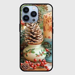 Чехол для iPhone 13 Pro Новогодняя атрибутика, цвет: 3D-черный