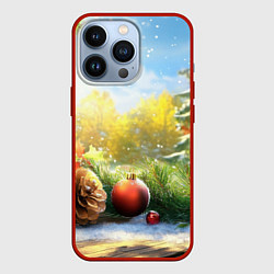 Чехол для iPhone 13 Pro Солнечный новый год, цвет: 3D-красный