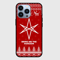 Чехол для iPhone 13 Pro Новогодний Bring Me the Horizon с оленями, цвет: 3D-черный