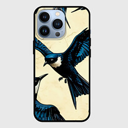 Чехол для iPhone 13 Pro Ласточки, цвет: 3D-черный