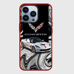 Чехол для iPhone 13 Pro Chevrolet Corvette - motorsport racing team, цвет: 3D-красный