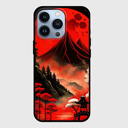 Чехол для iPhone 13 Pro Япония природа в красном цвете, цвет: 3D-черный