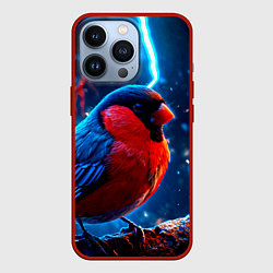 Чехол для iPhone 13 Pro Снигирь и молнии, цвет: 3D-красный