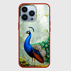 Чехол для iPhone 13 Pro Павлин в природе, цвет: 3D-красный