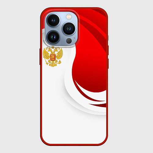 Чехол iPhone 13 Pro Россия - красный и белый / 3D-Красный – фото 1