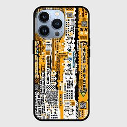 Чехол для iPhone 13 Pro Cyberpunk pattern yellow, цвет: 3D-черный