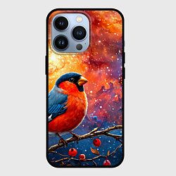 Чехол для iPhone 13 Pro Снегирь и космос, цвет: 3D-черный