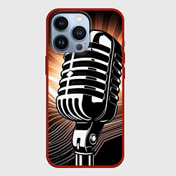 Чехол для iPhone 13 Pro Микрофон и звуковые волны, цвет: 3D-красный